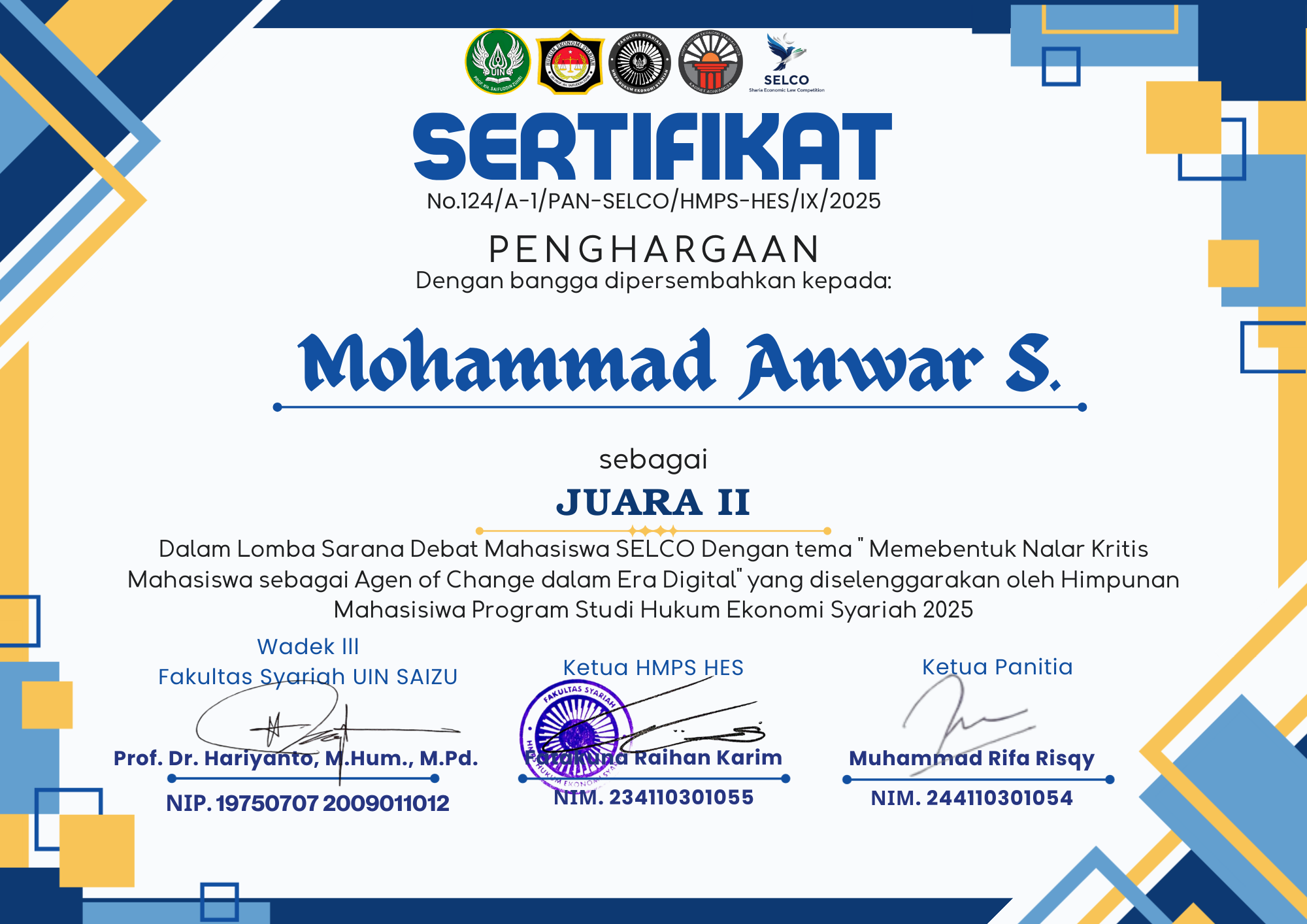 Sertifikat Lomba Debat