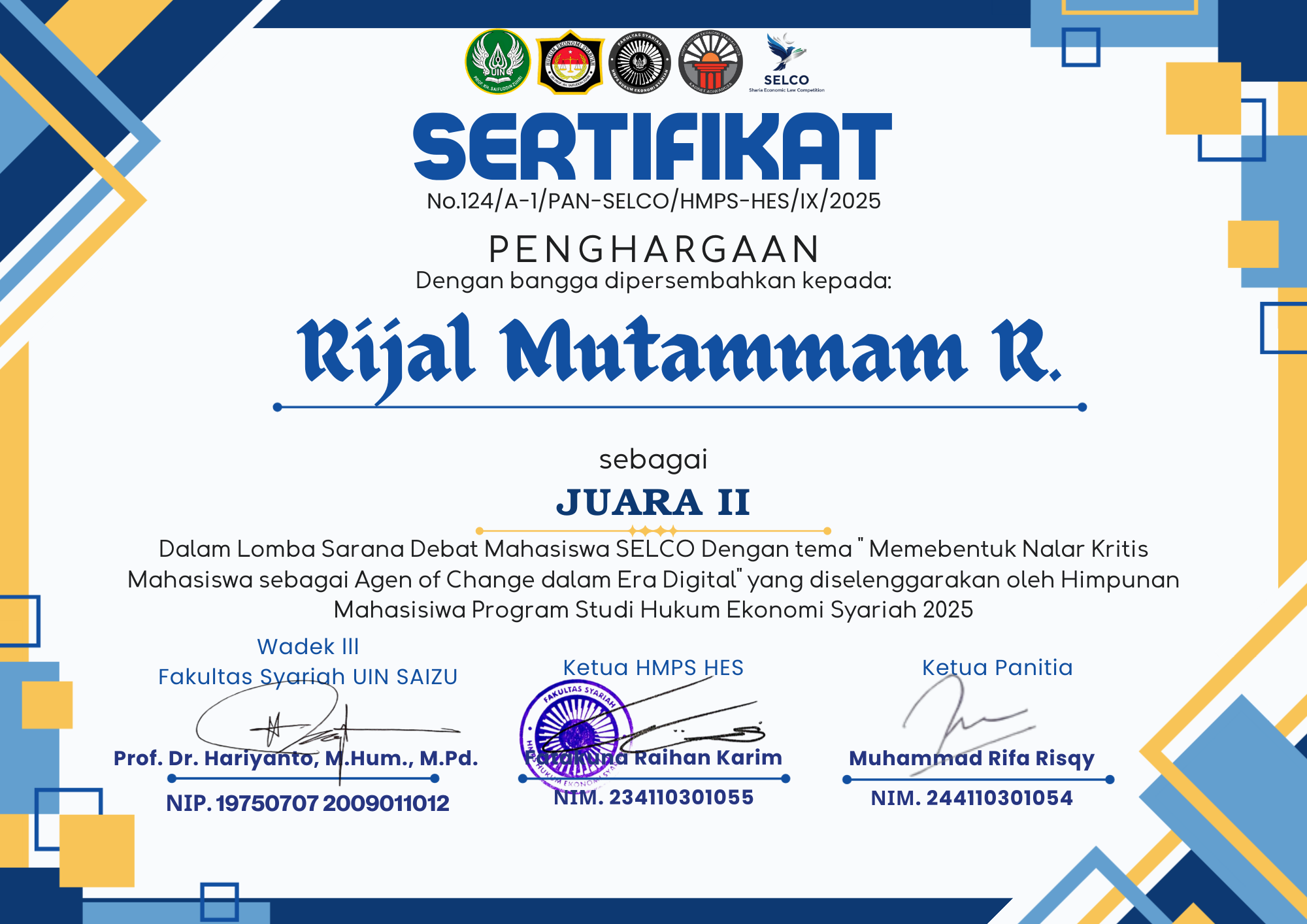 Sertifikat Lomba Debat